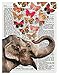 Elephant With Butterflies 11x14 Inch Reproduction Vintage Dictionary Art Print With