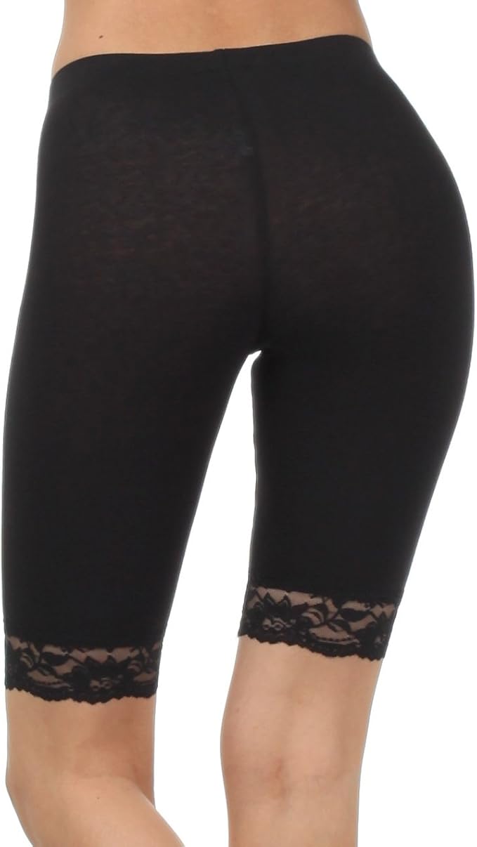 plus size lace trim bike shorts