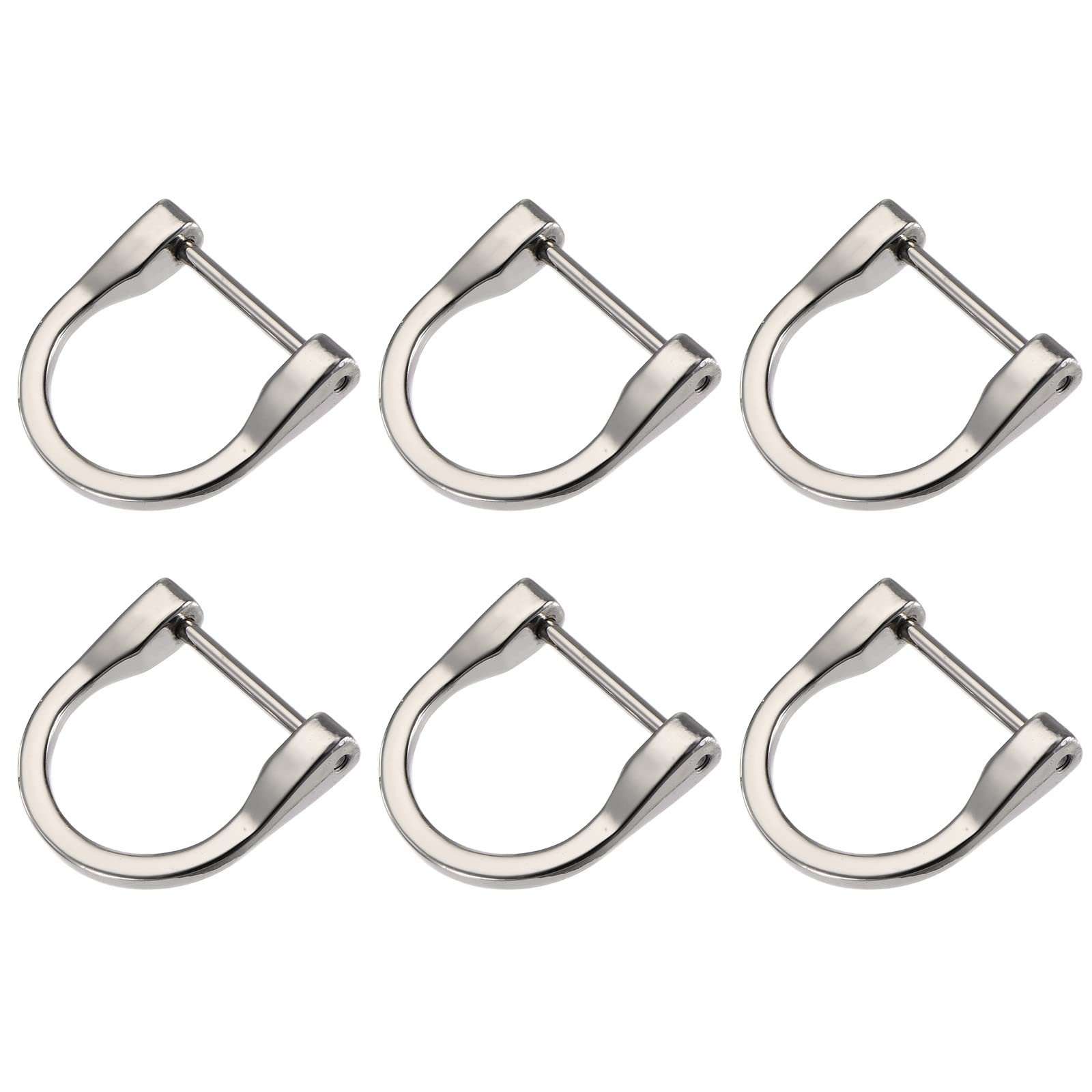 METALLIXITY Horseshoe D-Rings (29mm) 6pcs, Screw-in U-shaped Detachable Buckles - for Car Keys Keychain Bags Leather Crafts, Silver Tone