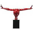Kare Design Deco Object Athlete, Red, Sculpture with Engineered Marble Base, Decorative Home Accessories, Room Decor, Handmade, Home Decor for Living Room, Bedroom, Hallway, 29x43x15cm (H/W/D)