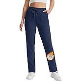 MAGCOMSEN Women's Sherpa Lined Sweatpants Winter Warm Fleece Pants Water Resistant Heavy Insulated Thermal Pants Outdoor