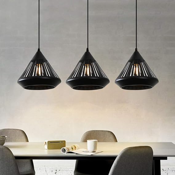 Cocina Mesa de Comedor Lámpara Colgante Pantalla Metal Negro Lámparas Colgantes Sala de Estar