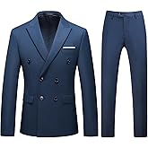 Mens Suits Slim Fit 2 Piece Double Breasted Blazer Tuxedo Suit Set for Men Casual Wedding Casual Business