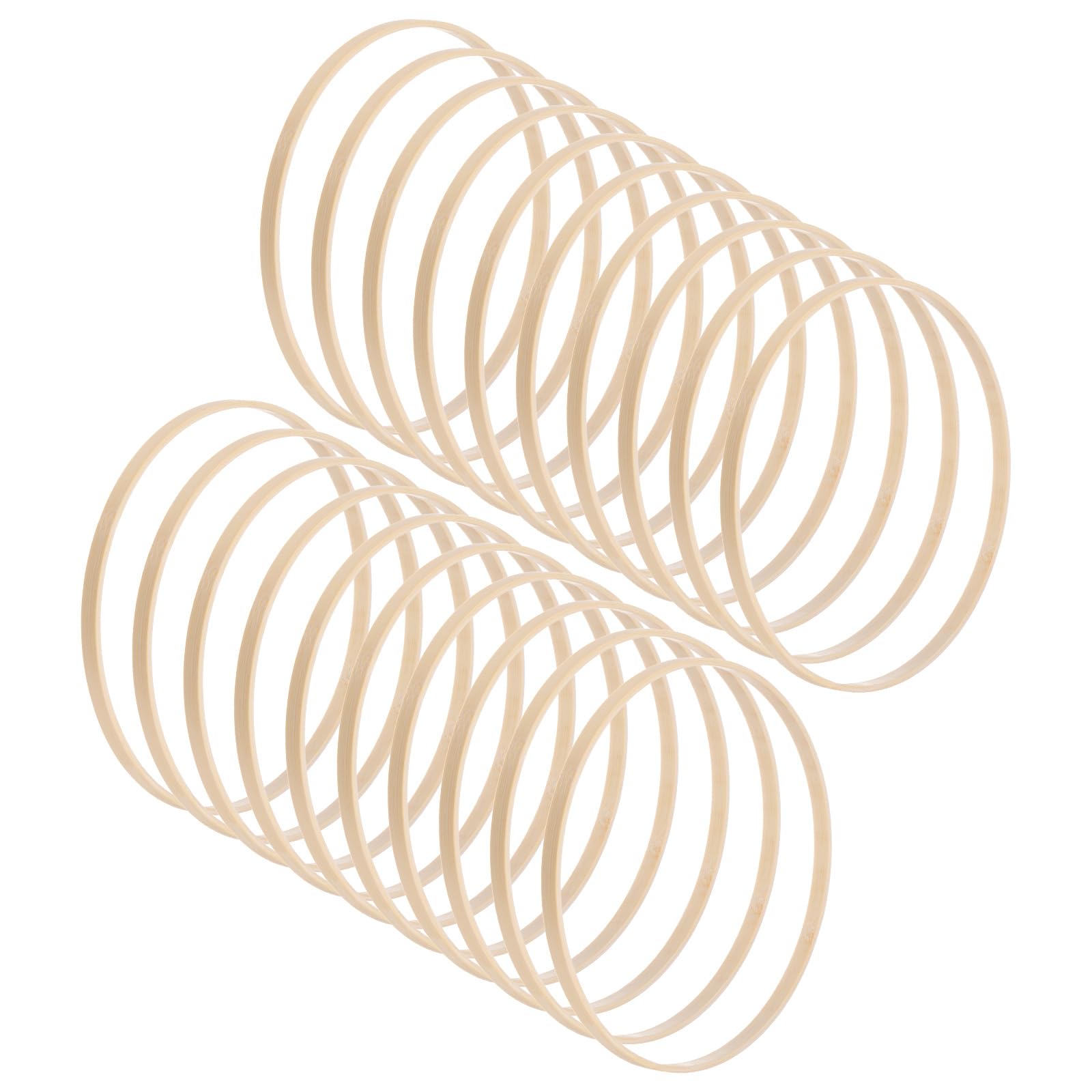 M METERXITY 20 Pack Wooden Bamboo Floral Hoop-8 Inch Craft Wooden Wreath Rings, Apply to DIY Wedding Wreath Decor/Macrame Dreamcatcher/Wall Hanging Crafts (Wooden)