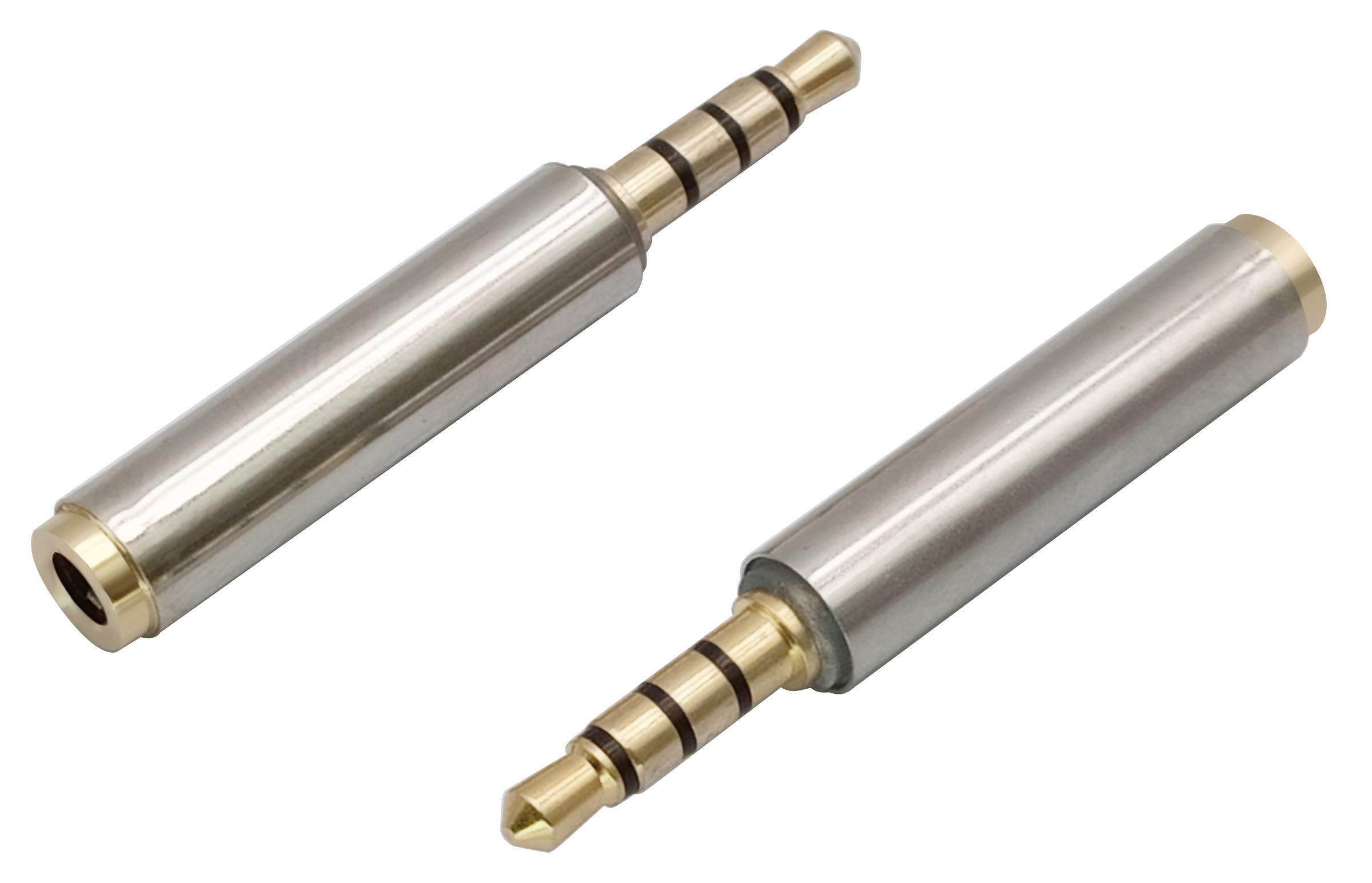 AAOTOKK 3.5mm Headphone Adapter (1/8 inch) 4-Pole 3.5mm Male to Female Jack Stereo Audio Converter Metal Shell for Headset, Audio Earphone, Microphone (2 Pack-3.5mm M/F)