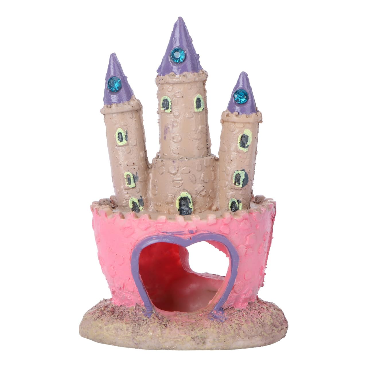POPETPOP Aquarium Decorations Heart Castle - Fish Tank Decorations Cichlids Fish Hideout House for Girls Toy Pink