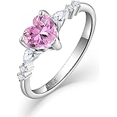 STARCHENIE Heart Ring for Women 925 Sterling Silver Heart Birthtone Engagement Wedding Promise Ring for her Size 5-10
