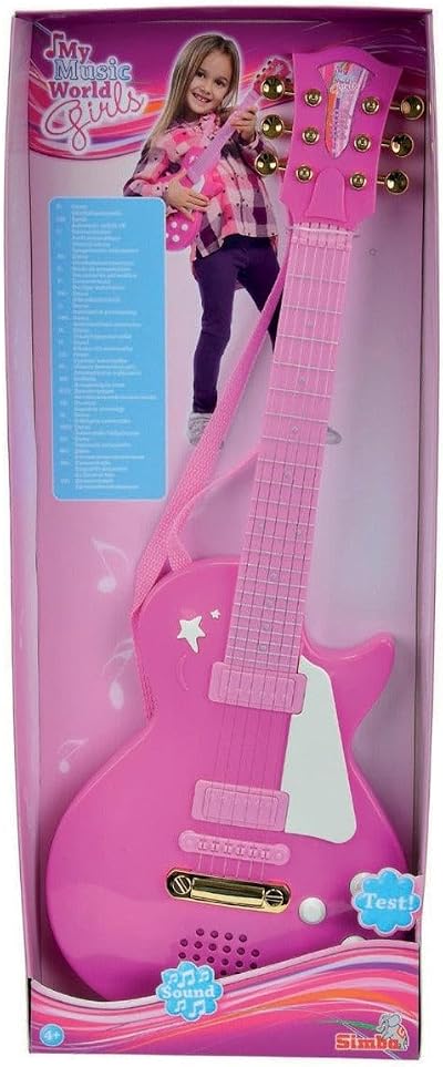 Simba My Music World Pink Electronic Guitar 56cm Metal Strings Ages 4+
