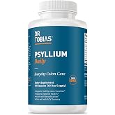 Dr. Tobias Psyllium Daily Fiber Supplement 180 Capsules | Gut Health | Everyday Colon Care | Psyllium Husk + Flaxseed | Supports Regularity | Gentle Daily Formula | 60 Servings