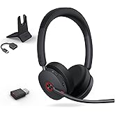 Yealink WH68 Hybrid with Charging Stand ANC Headsets, 492ft Rang DECT&Bluetooth Wireless Headset, Stereo Active Noise Cancellation (Teams,Zoom,UC) Headphones with 6X Mic,32H Call, Work for PC,Phone