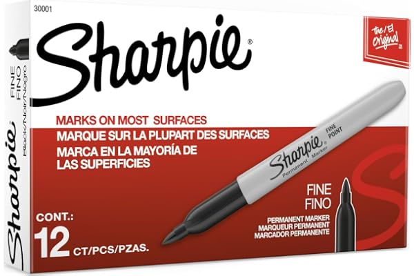 Sharpie Permanent Markers, Fine Tip (12-Pack)