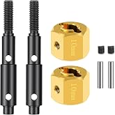 Brass Extended Wheel Hubs Hex Pins +10mm and Steel Stub Axle | Extended Set for 1/10 Redcat Ascent