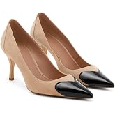 Coutgo Womens Closed Pointed Toe Pumps Heart Stiletto High Heels Wedding Bride Dress Shoes, Khaki, Size 7