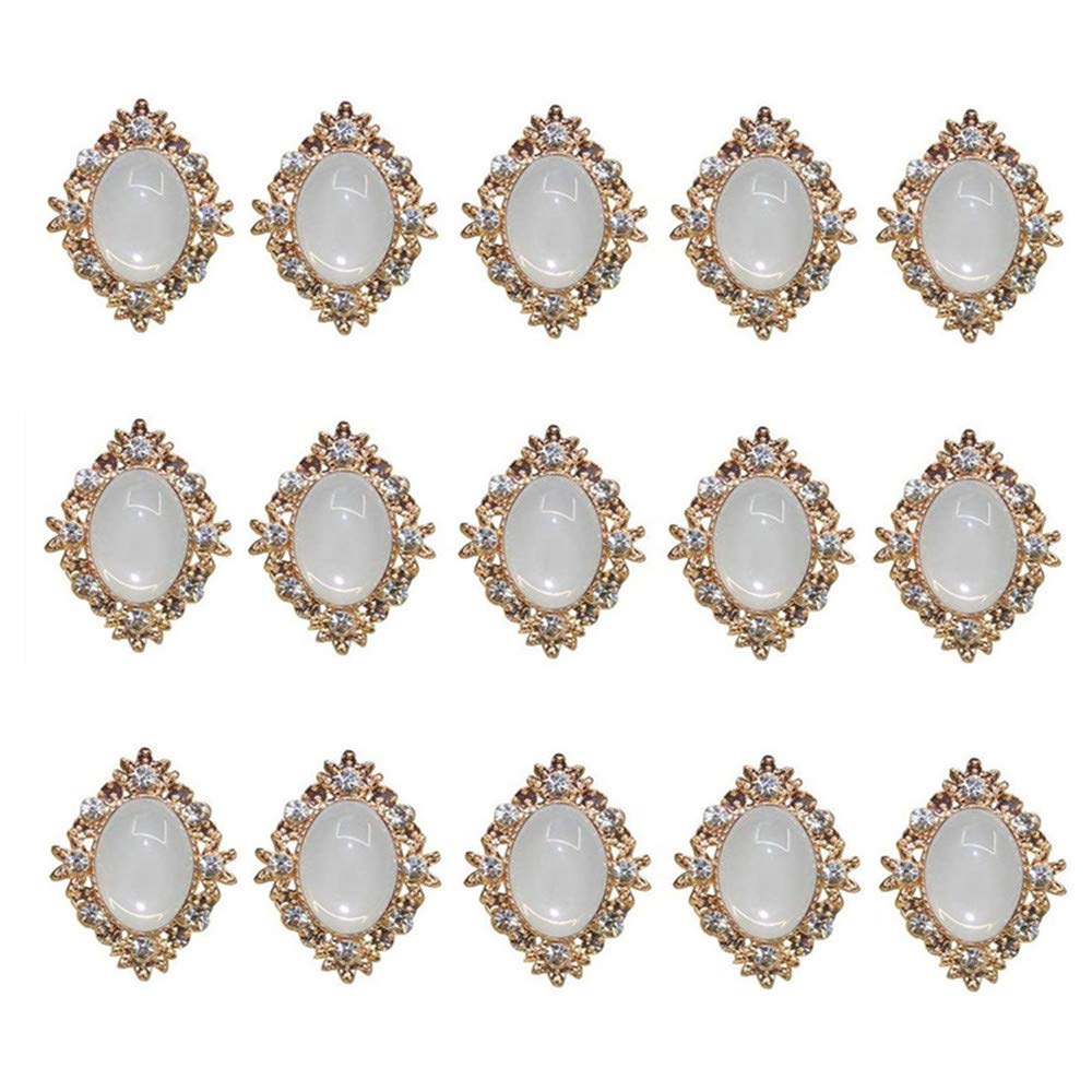 PENKOHOME 15 Pieces Pearl Rhinestone Crystal Buttons for Wedding Party Home Decoration and DIY Christmas Crafts