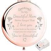 boutikpro Mom Gift Compact Mirror, to My Beautiful Mom Gorgeous Rose Gold Compact Mirror Unique Mom Gift for Women Mom Personalized Gifts for Mom