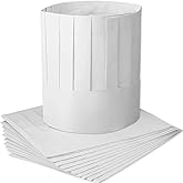 WILLBOND Chef Hat Set 9 Inch Disposable Paper Chef Tall Hats Adjustable White for Halloween Baker Costume