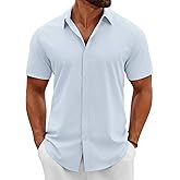 COOFANDY Men's Button Down Shirts Short Sleeve Casual Summer Beach Shirts Vacation Wedding Shirts
