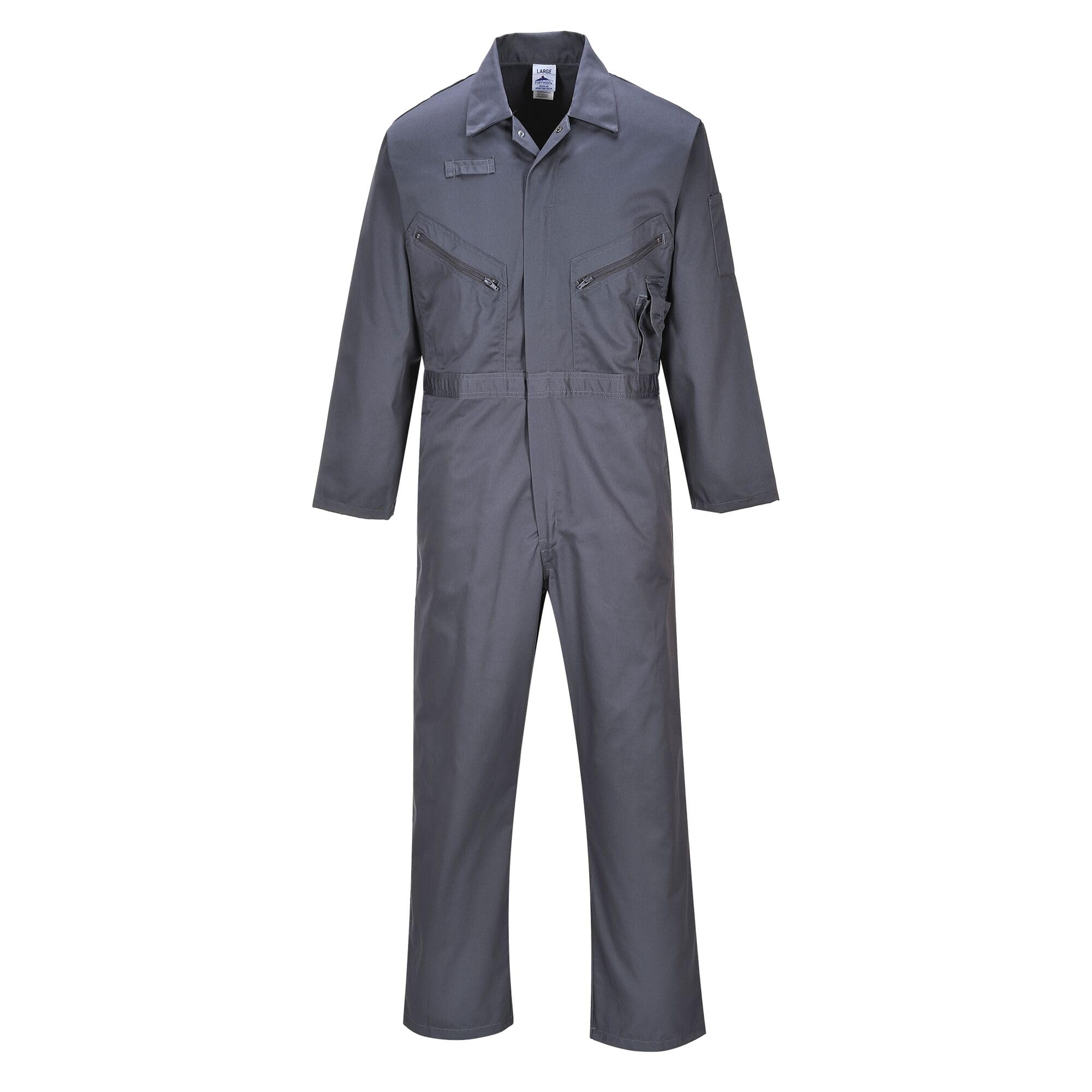 Portwest C813 Men's Liverpool Work Overalls Protective Boiler Suit Polycotton Coveralls Durable Workwear for Mechanics Warehouse Garages DIY Royal Grey, Large