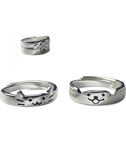 Amazon.com: POYAMUSE Cute Dog and Cat Ring Set for Couple, Friends