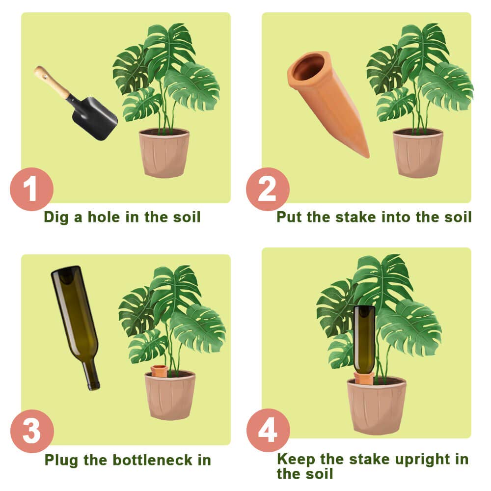 vensovo 9 Pack Terracotta Watering Spikes - Automatic Self Watering Stakes, Plant Watering Devices for Wine Bottles Recycled Bottles, Clay Plant Garden Waterers for Vacations