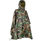 Mil-Tec Adult Ripstop Wet Weather Lightweight Waterproof Multi-Use Rain Poncho with Hood - Use as Bivouac Sack, Shelter Tent
