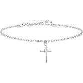 GAVU 925 Sterling Silver Zirconia Cross Bracelet for Women, Silver Cross Charm Confirmation Bracelet