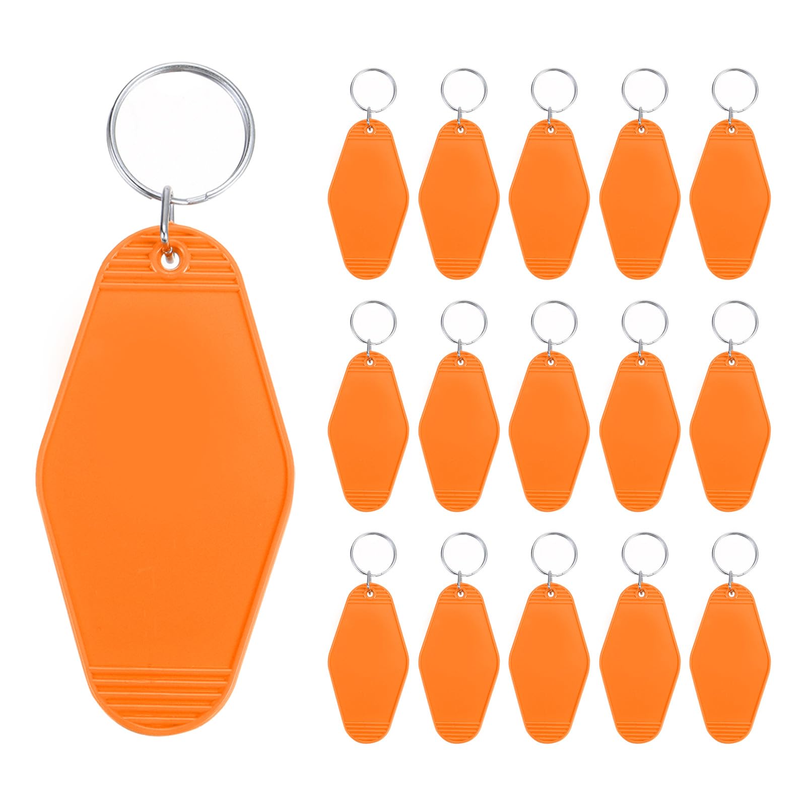 PATIKIL Vintage Motel Keychain, 16 Pack Blank Hotel Keychains Rhombus Retro Key Tag for DIY Crafts Ornament Backpack Luggage Labels Tags, Bright Orange