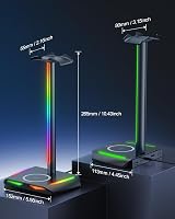 New Bee RGB Headphone Stand Wireless Charger 2 USB-C 1 USB Black Gaming Headset view 4