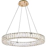 Elegant Lighting Monroe 26" Round Metal and Crystal LED Single Pendant in Gold