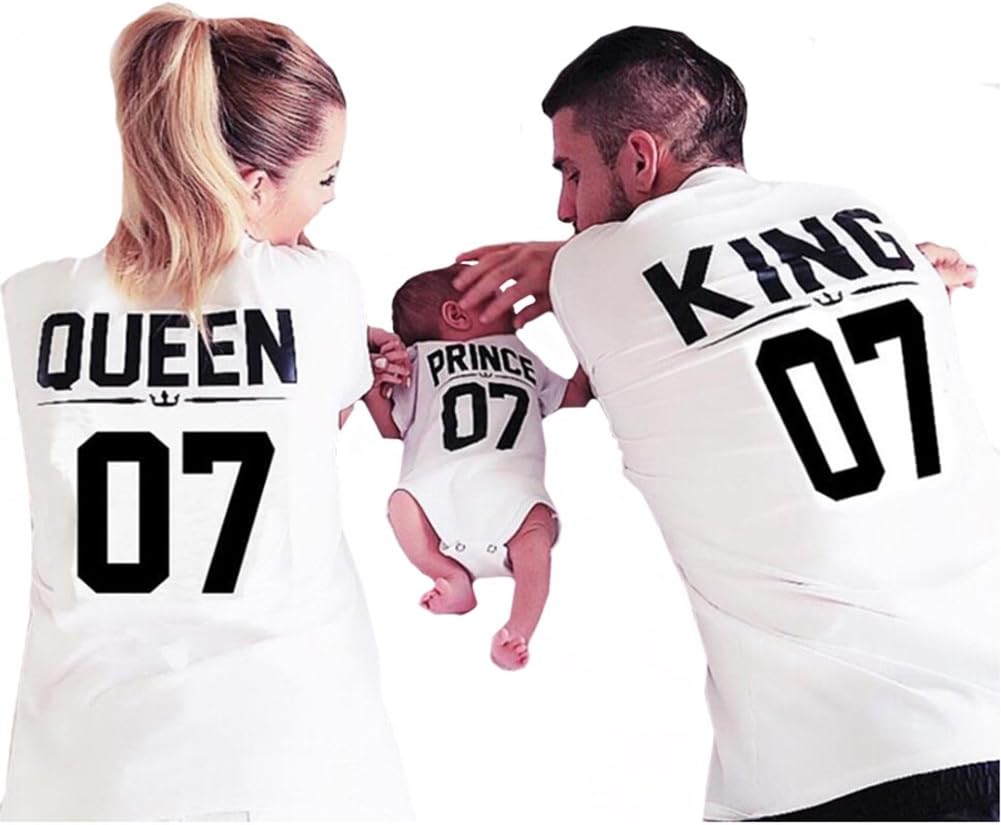 Family Clothes Matching - King Queen 07 Cotton T-Shirt Printed Funny Tops, 1 Pcs