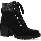SUN STONE Womens Black Cushioned Slip Resistant Romina Round Toe Block Heel Lace-Up Booties 11 M