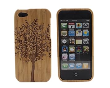 BONAMART ®Hülle Holzhülle Holz Case Tasche Cover Schutz Wood Bamboo für iPhone 5 G 5G 5S