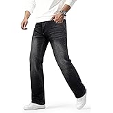 Heyfanee Mens Jeans Relaxed Fit Stretch Denim Jeans for Men Straight Leg Comfort