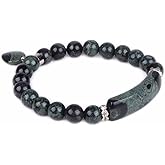 Justinstones Natural Kambaba Jasper Gem Semi Precious Gemstone Love Heart Charm Stretch Bracelet