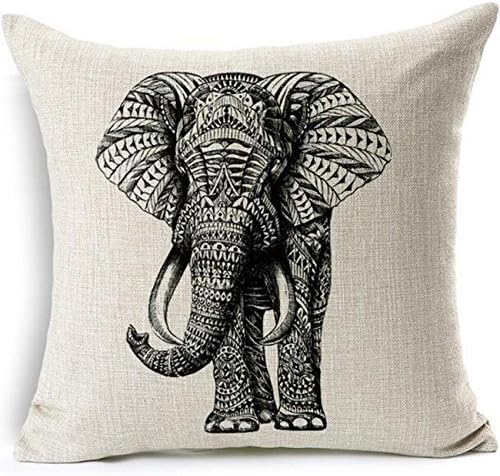 Decorbox Cotton Linen Decorative Throw Pillow Case Cushion Cover (18"ร18", Elephant)