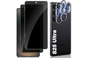 For Samsung Galaxy S25 Ultra Privacy Screen Protector, Tempered Glass Camera Lens Protectors [2+2Pack] [3D Glass] [Case Frien