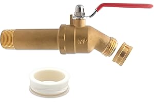 Hoeine Water Heater Drain Valve 3/4" MNPT Full Port - Brass Sediment Flush Valve with 3 Inch Shank, 180° Handle Garden Hose Adapter Hot Water Heater Replacement Parts Fast Drain Tool Kit