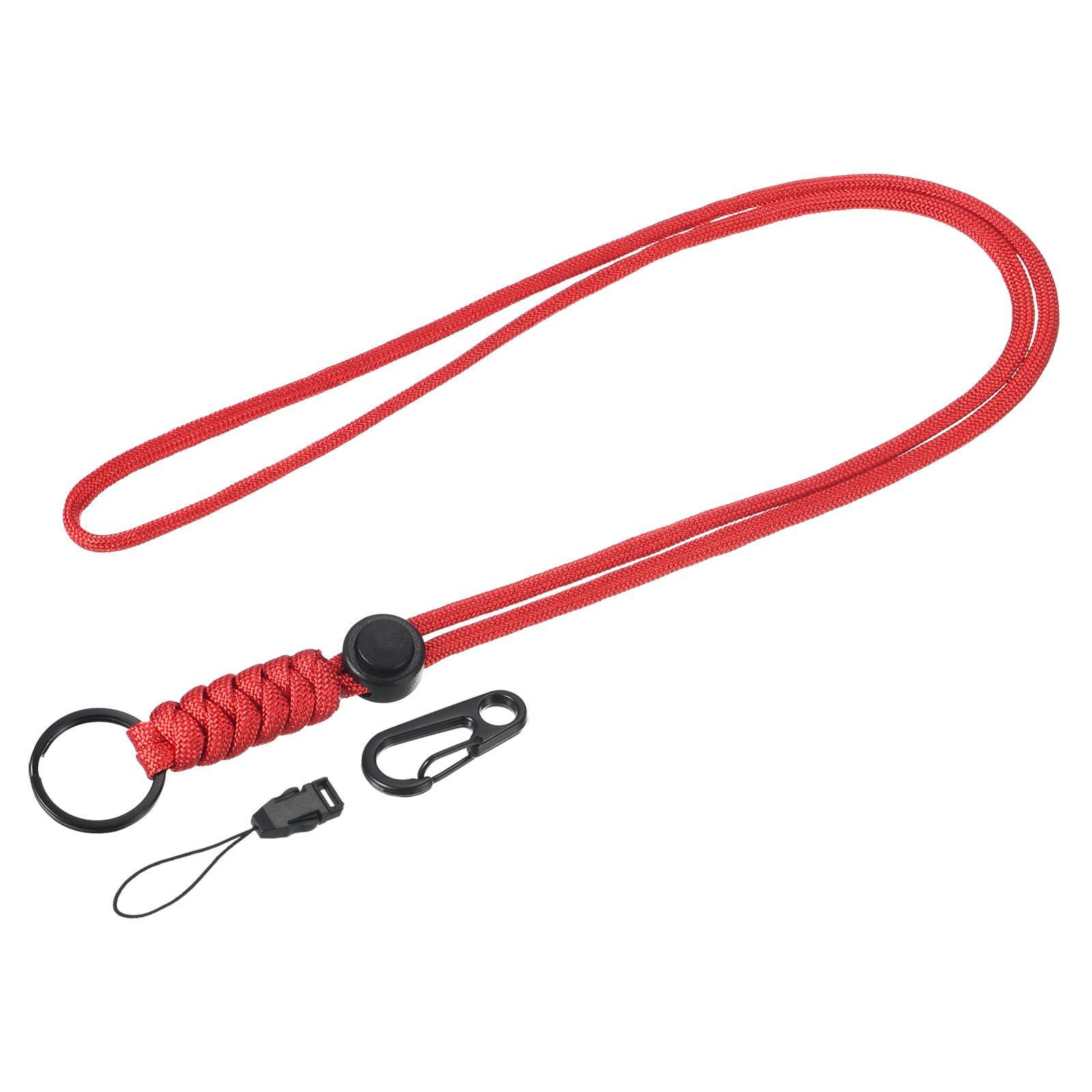 YOKIVE 1 Pcs Paracord Lanyards, Necklace Keychain Cord Metal Clasp Hooks Ring Straps | Great for Home Keys, ID Cards, Badge Holders (Red, 20.5-Inch)