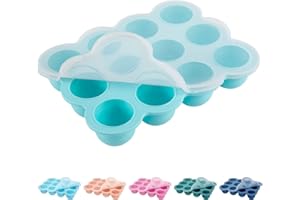 HIWOOD Baby Food Storage Container - 12 x 1.5OZ Freezer Tray With Cover, Food Grade Silicone Container for Homemade Baby Food, Vegetables