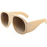 FEISEDY Retro Trendy Avaitor Sunglasses for Women Men Oversized Vintage 70s 80s Sunglasses Flat Top Shield Shades B2745