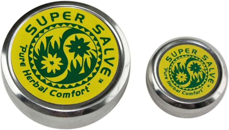 All Purpose Salve by The Super Salve Co. Extra Large 4oz tin AND .5oz Travel Tin Chapparral Leaf, Comfrey Leaf, Ecinacea Flower, Hops Flower and Usnea Moss (4 oz (Large) & .5 oz (travel))