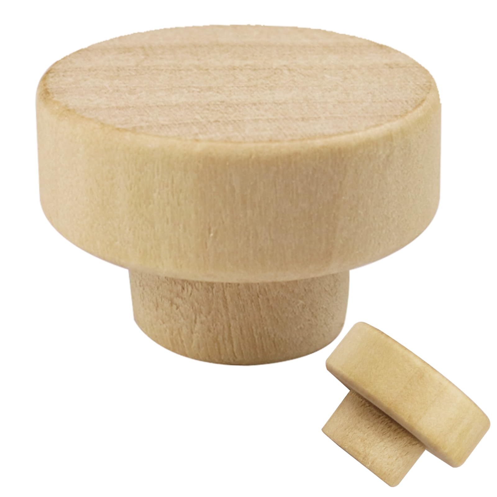 Photo 1 of Cangder 16 Pack Wood Cabinet Knobs 1.53" Flat Top Round Dresser Drawer Knobs Unfinished Furniture Pull Handles Cupboard Door Hardware (Diameter 39mm)