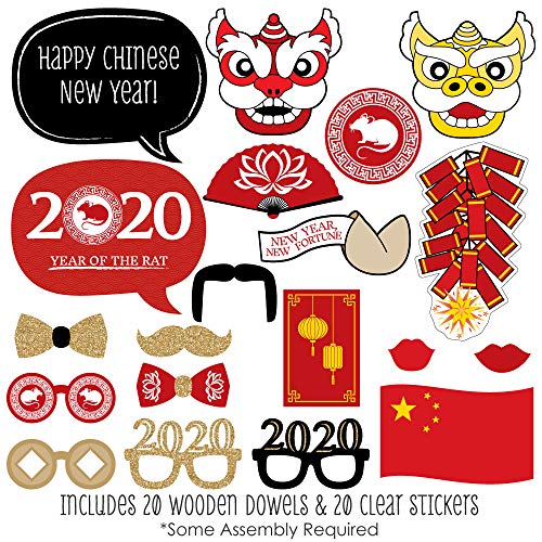Big Dot of Happiness Chinese New Year - 2020 Year of the Rat Photo Booth Props Kit - 20 Count - //coolthings.us