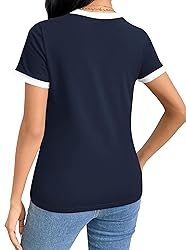 Remidoo Womens Ringer Tee Crew Neck Color Block