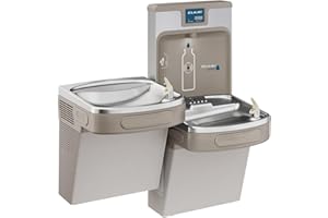 Elkay LZSTL8WSLK Filtered Bi-Level Fountain & EZH2O Bottle Filler, Lt. Gray 120V