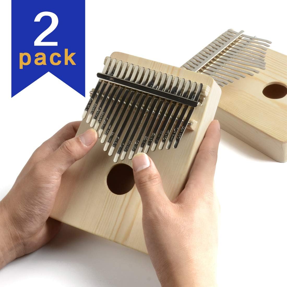2 Packs Kalimba 17 Keys DIY Thumb Piano with Tune Hammer, Portable Mbira Sanza African Wood Finger Piano, Gift for Kids Adult Beginners Professional.