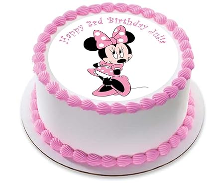 Minnie Mouse Pink Personalized Cake Topper Icing Sugar Paper 7 5