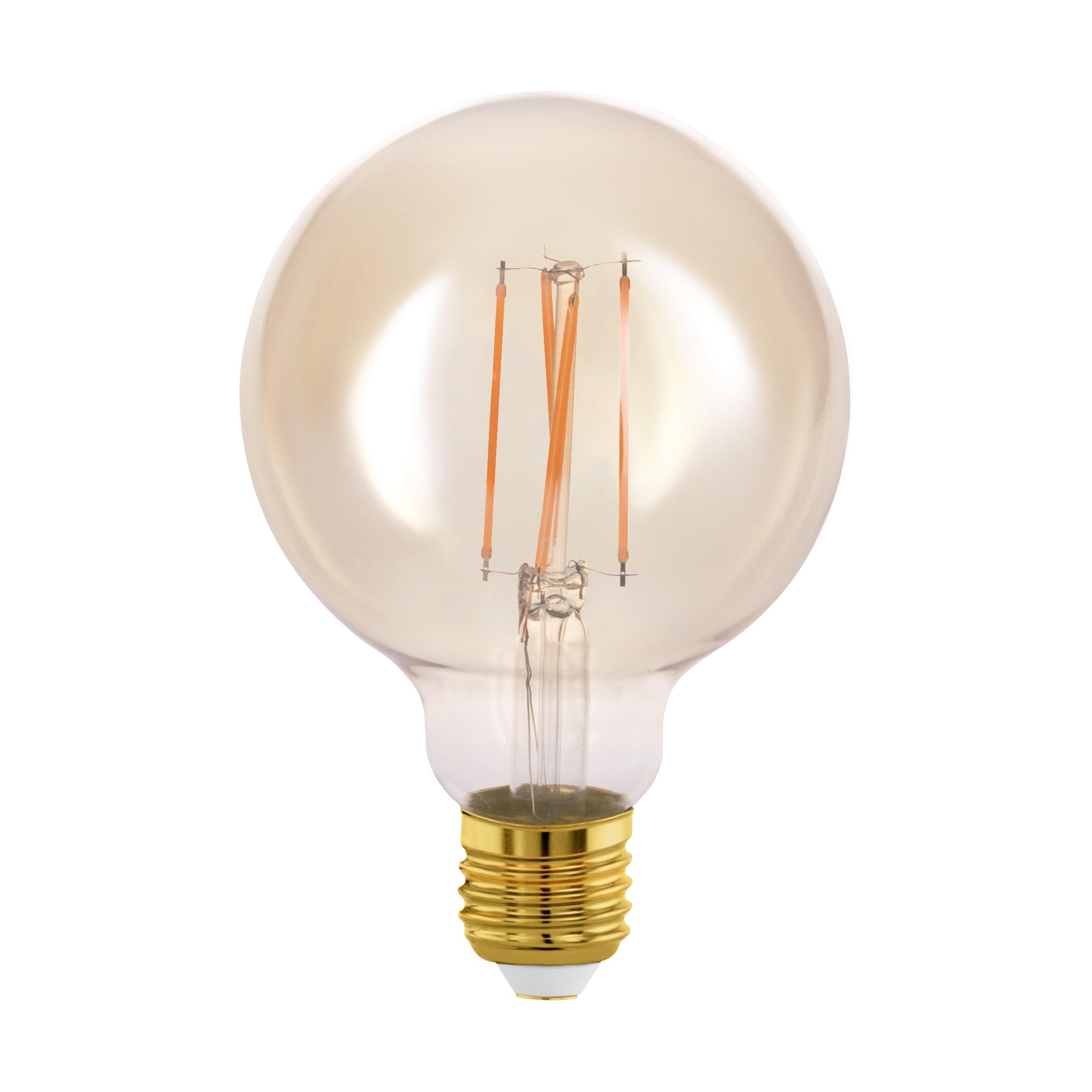 Eglo Connect.z Smart Home E27 LED Filament Light Bulb, G95, ZigBee, app and Voice Control, dimmable, Warm White, 500 Lumen, 5.5 watt, Vintage Lightbulb Amber