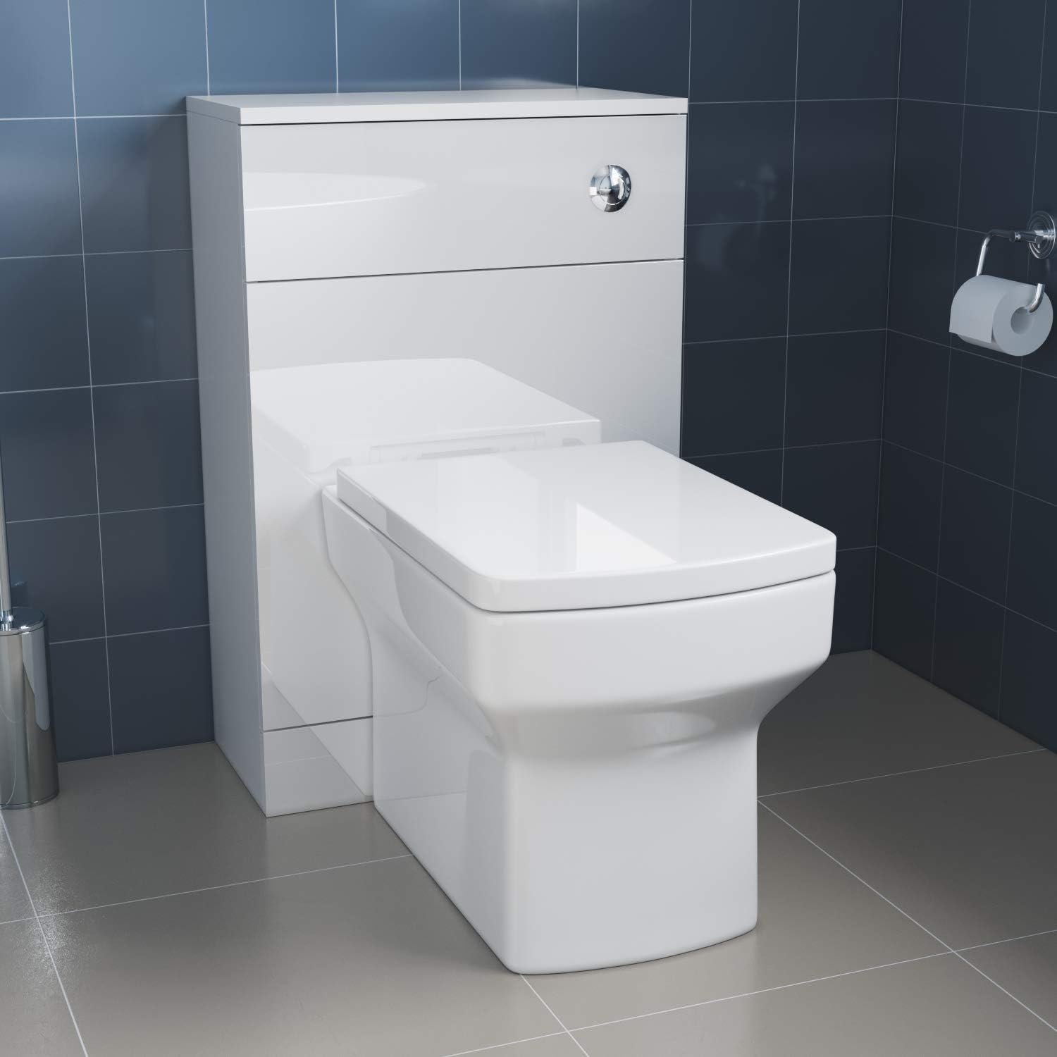 Elegant White 2 Pieces Ceramic Toilet Back To Wall With Gloss White