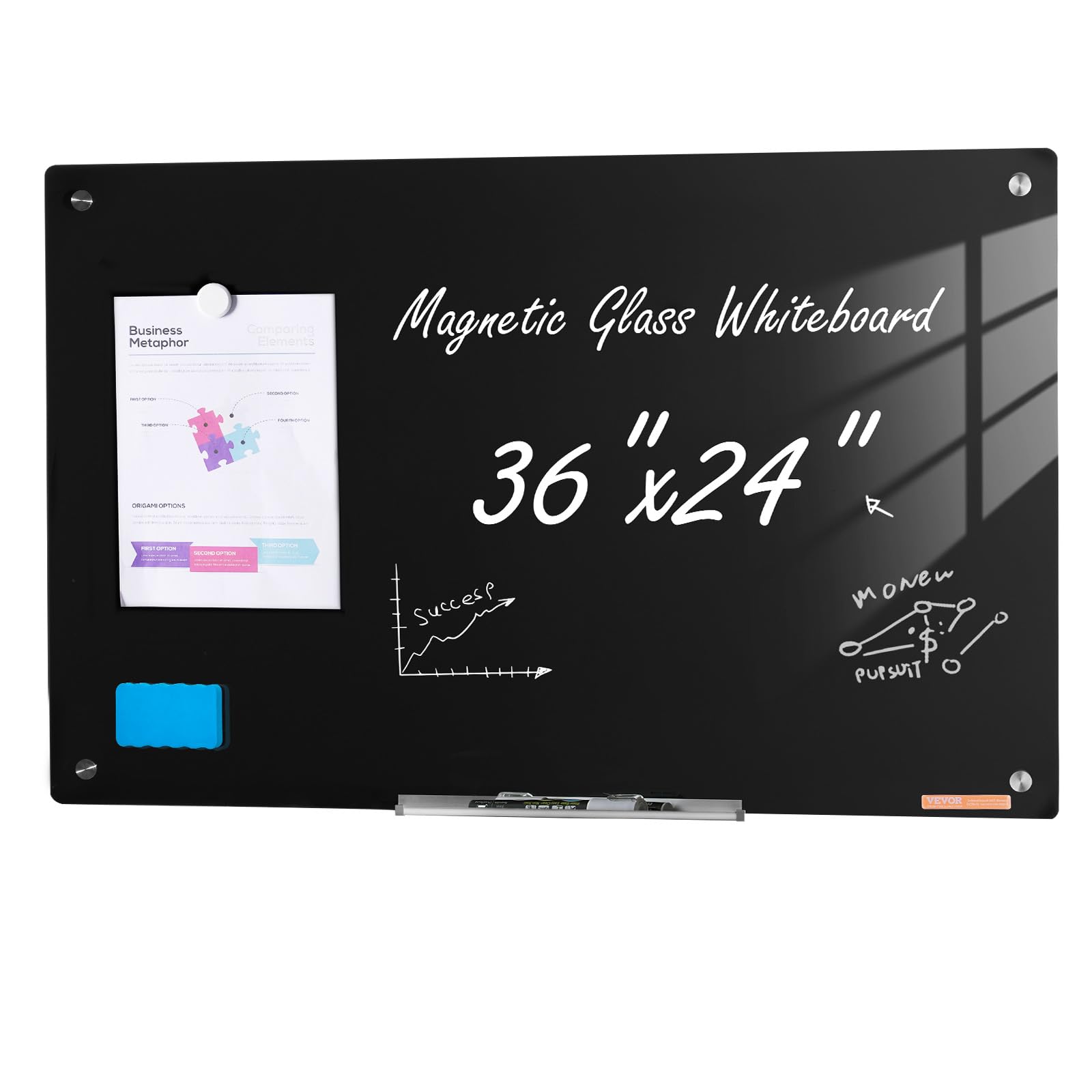 VEVOR Magnetic Glass Whiteboard, Dry Erase Board